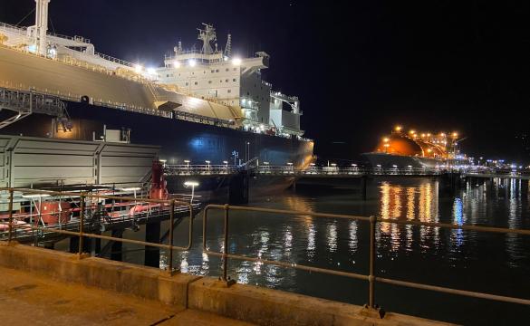 Two ships at night